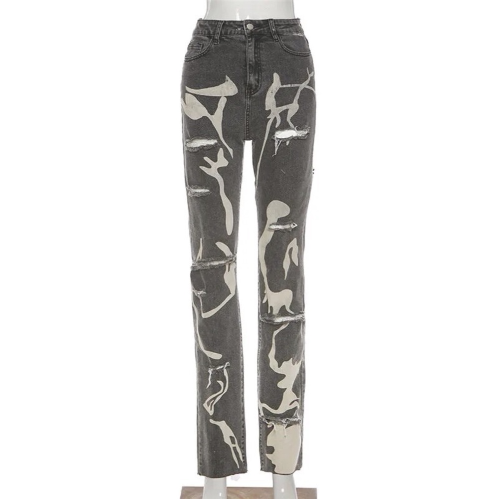 Paint Splash Ripped Jeans (S) - Picture 2 of 5